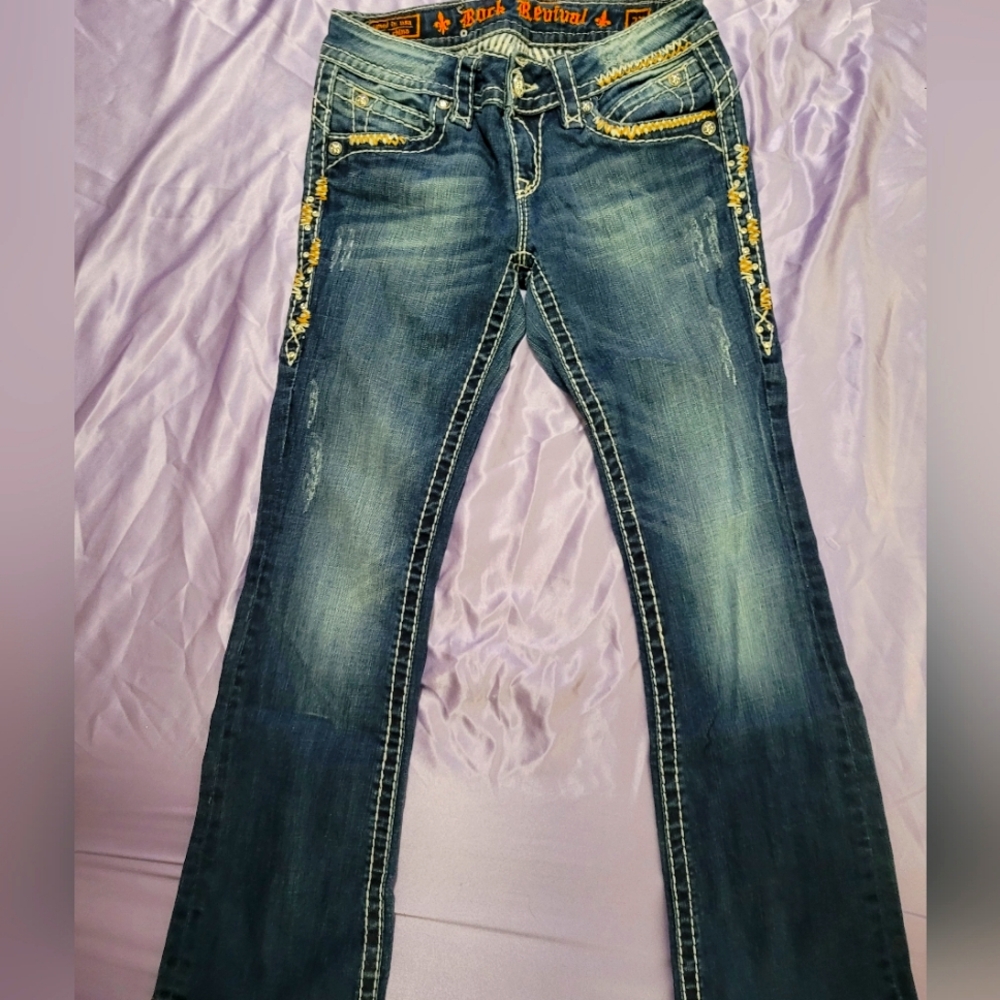 Rock Revival Women's Blue Jeans 27S Amy Bootcut
